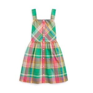 Ralph Lauren Girls Plaid Cotton Green/Pink Poplin Dress size 3T NEW with Tags